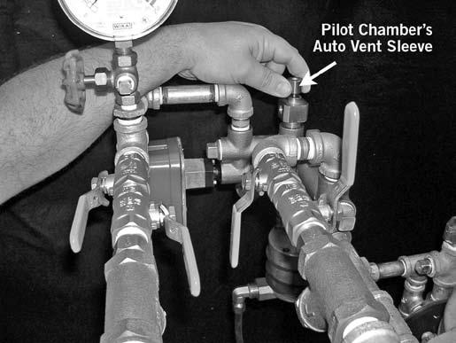 If the gauge is not showing an increase in air pressure, there is a leak or an opening in the pilot line.
