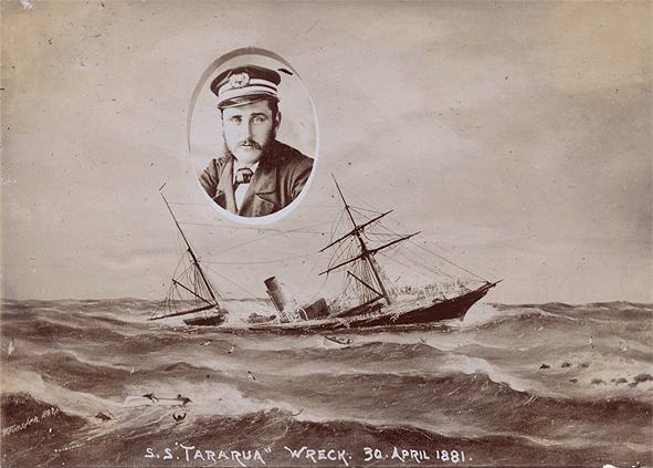 The S.S.Tararua with an inset of Captain Garrard Another personal story was recounted about a young infant, Elizabeth Hill.