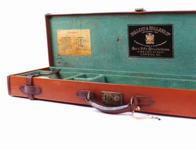 Gun Cabinets, Cases & Cartridge Magazines Lot 215 Leather gun case with red baize lined fitted interior for up to 30½ ins barrels, C. G.