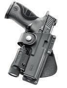 The holster mechanism acts like a spring on the trigger guard area and holds the