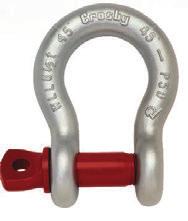 Crosby Screw Pin Shackles Capacities 1/3 thru 55 metric tons, grade 6. Forged - Quenched and Tempered, with alloy pins. Working Load Limit and grade 6 permanently shown on every shackle.