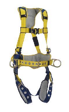 Economical Safety Harnesses 1100798 Delta Comfort Harness Built-in shoulder, back and leg comfort padding Fixed back D-ring Rigid body belt and hip pad with side D-rings Tongue buckle leg
