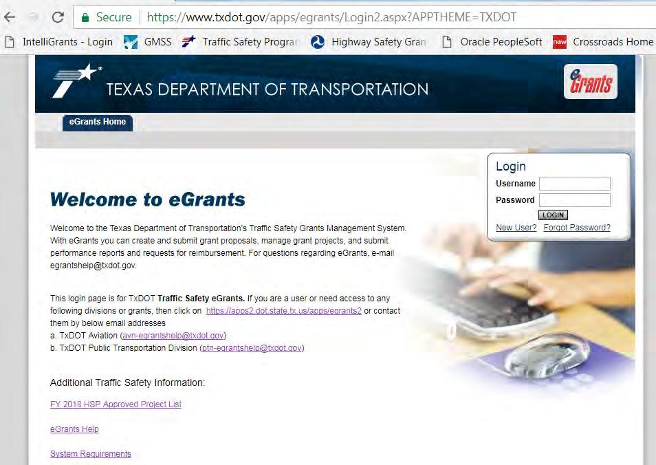 Texas Traffic Safety Funding egrants