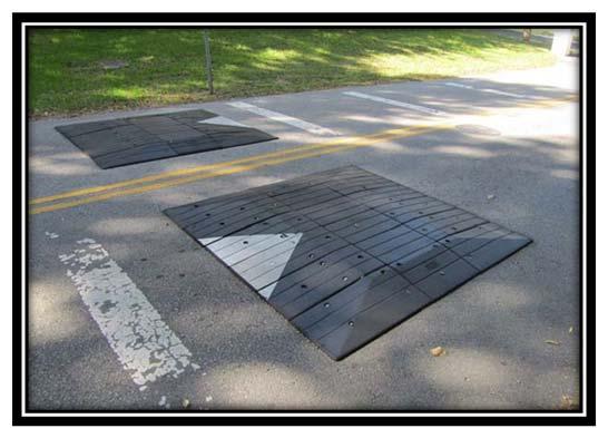 13 6.2.1 Speed Cushion Speed cushions are narrower speed humps that are typically installed in the center of each travel lane. Speed cushions typically are six (6) feet in width.