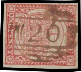 II 2d dull blue SG 25 (margins good to large with outer framelines on all sides, Cat 150).