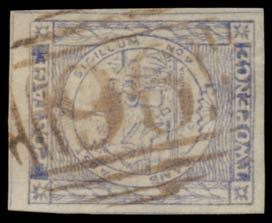 {Above Lot 382} 300 209 A A1 Lot 209 '96' (Type 2; the numerals 9mm high) very fine strike on Plate IV 2d bright blue SG 33 (margins good to large with almost