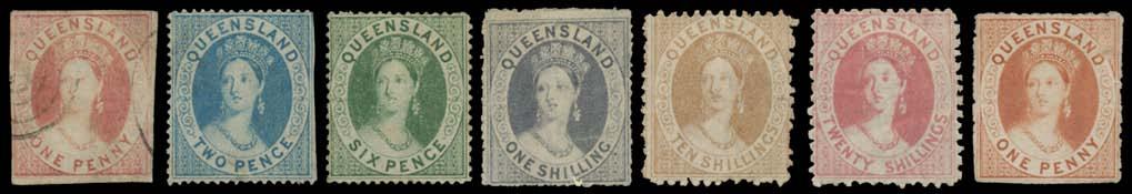 Prestige Philately - Auction No 168 Page: 38 QUEENSLAND Ex Lot 220 220 *WO 1860-80 Small Chalons collection on Hagners with unused/mint including 1860 Clean-Cut Perf 2d & 6d, 1860-61 Rough