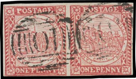 500 47 G A Lot 47 ONE PENNY: Plate II (Clouds) on Hard Bluish Paper 1d dull carmine SG 11 [22], margins close to large,