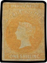 Prestige Philately - Auction No 168 Page: 45 SOUTH AUSTRALIA (continued) 276 W C Lot 276 1856-58 Adelaide Printings 1/- orange SG 12, three