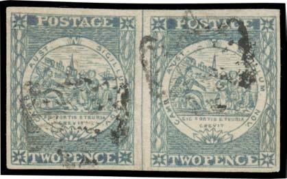 500 51 F A Lot 51 TWO PENCE: Plate II Early Impressions 2d grey-blue SG 23, margins good to large with outer framelines except at the top, neat BN '81' cancel of Warwick