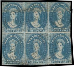 Prestige Philately - Auction No 168 Page: 70 TASMANIA (continued) 495 P (B) Lot 495 1855 Large Star 1d imperforate plate proof vertical pair in deep red-brown on ungummed