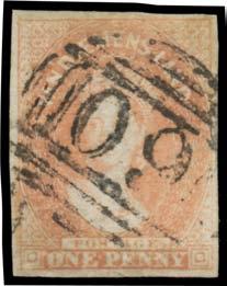 [Ross Jones' very fine single sold for $2070 at our auction of 20/11/2004] 1,500 496 F A/C Lot 496 1855 Large Star 4d blue SG 18 block of 6 (3x2), margins in places, the upper units
