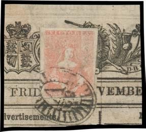 Prestige Philately - Auction No 168 Page: 75 VICTORIA - 1850-59 "Half-Lengths" (continued) 563 F A Lot 563 CAMPBELL & CO PRINTINGS: 1d orange-red SG 23,
