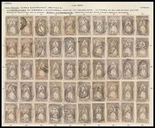 Prestige Philately - Auction No 168 Page: 80 VICTORIA (continued) Ex Lot 583 583 O 1852-56 Queen-on-Throne Campbell & Co 2d group SG 19-22 complete reconstruction of 50 on Charles Lathrop Pack's