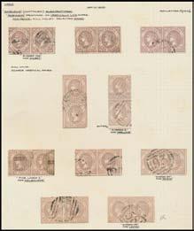 400 597 O A Ex Lot 597 1857-63 Emblems 2d array on Charles Lathrop Pack's hand-annotated page with Horizontally Laid brown-lilac SG 69 x44 including 13 horizontal pairs and a vertical pair;