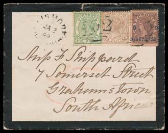[This stamp was introduced specifically to pay the via Brindisi 9d rate introduced in February 1871] 400 769 C B Lot 769 1871-1912 NINEPENCE ISSUES '9 9/NINEPENCE' in Blue on 10d purple-brown/pink SG