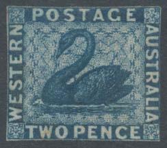 Prestige Philately - Auction No 168 Page: 98 WESTERN AUSTRALIA (continued) 884 P B Lot 884 1861 Perkins Bacon 2d imperforate plate proof in deep blue on