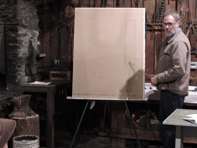 Then Ron demonstrated how to draw a scroll.