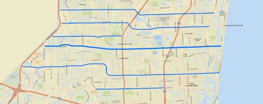 University Dr SR 7 Powerline Rd US 1 Traffic Impacts 2035 BAT /Exclusive Lane with Bus/Streetcar