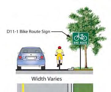 23 1.5. Bicycle Boulevards Design Summary Roadway width varies depending on roadway configuration. Use MUTCD D11-1 Bike Route sign as specified for shared roadways.