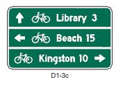 Discussion Wayfinding Signs: Wayfinding signs are typically placed at key locations leading to and along bicycle boulevards, including where multiple routes intersect and at key bicyclist decision