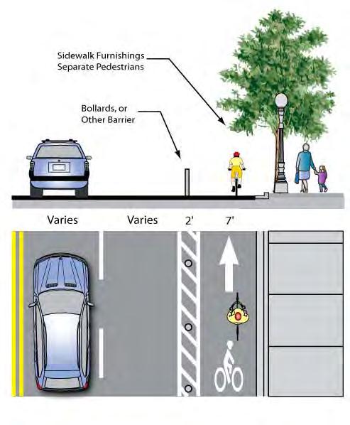 33 1.6. Cycle Tracks Design Summary A cycle track is an exclusive bicycle facility that combines the user experience of a separated path with the on-street infrastructure of a conventional bike lane.