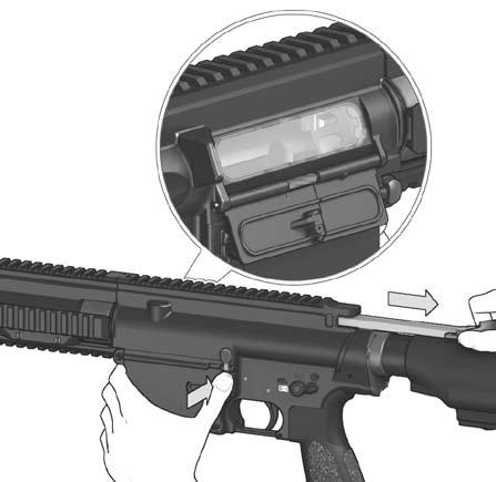 NOTE: The magazine may be loaded into the weapon with the bolt assembly open or closed. The procedure listed below is for the bolt open.