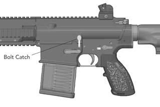 30 Inserting Magazine into the Rifle 6. Depress the upper portion (paddle) of the bolt catch.