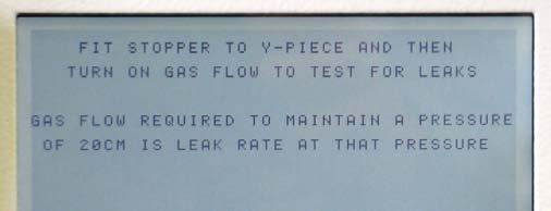 Manual Leak Testing Should one press a control button within the two-second window in either of the scenarios above the machine will display the screen below right.