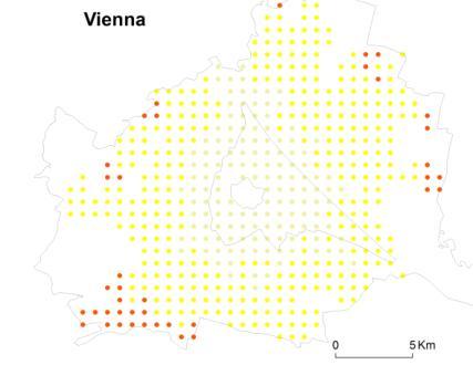 In Paris and Vienna, speeds are also generally higher in the areas east of the centre