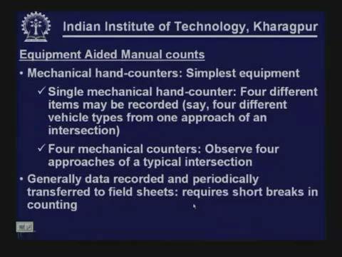 (Refer Slide Time: 18:30) Equipment Aided Manual counts: is also common. Here most of the times the commonly used thing is mechanical hand counters.