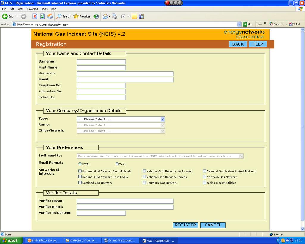 Appendix A Example of NGIS website registration screen Shippers should register for NGIS on the website - http://www.ena-eng.