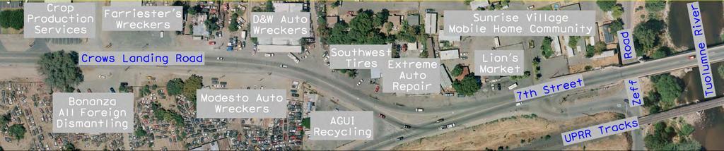 Existing Features - South End Industrial businesses & mini-market adjacent to Crows