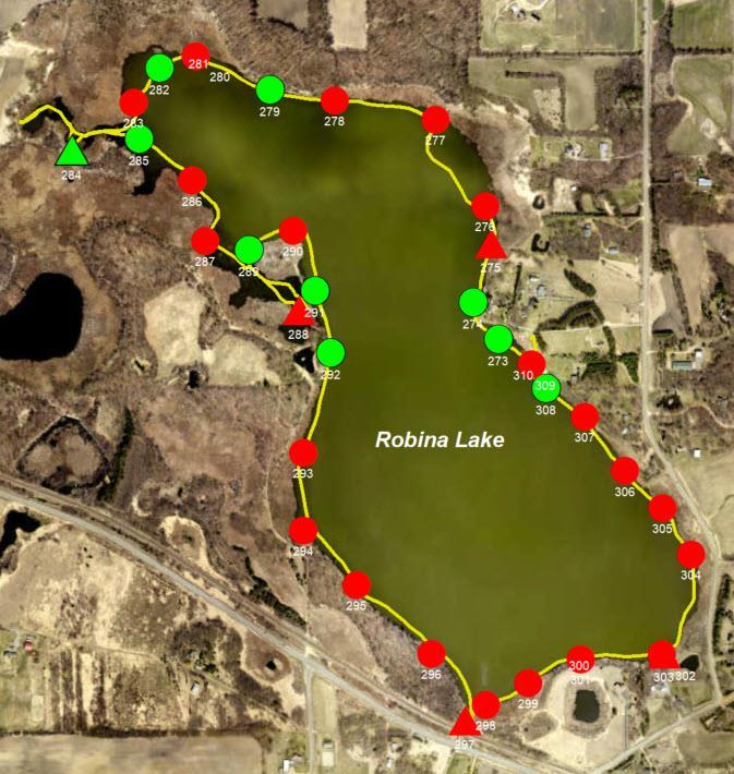 Lake Robina Description Lake Robina was surveyed on September 5, 2018. The lake was dominated by cattail, coontail, and white water lily.