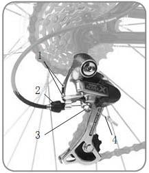 Rear derailleur To adjust the small cog position 1. Shift the chain onto the smallest rear cog and the largest front chainring. 2. Loosen the cable clamp bolt (Figure 11) until the cable is free. 3.