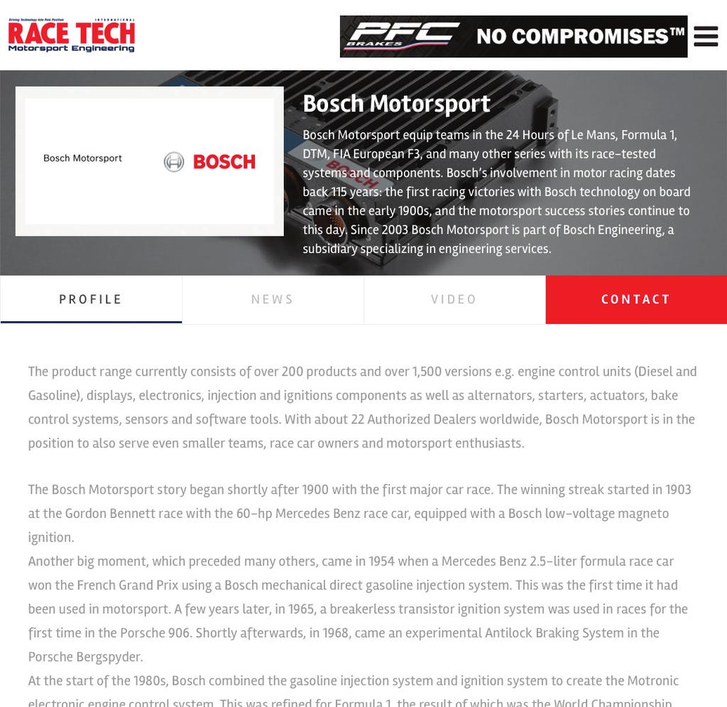 Bespoke Profile Page for racetechmag.