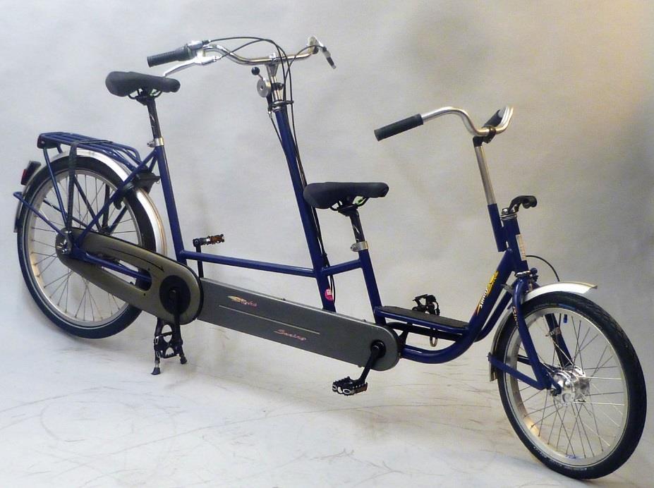 Nijland Nindo Rear Steer Tandem - 849 (inc VAT)* *Are you VAT Exempt? See our VAT Forms on our Downloads Page Steel frame, powder-coated blue, front wheel 20 (406) rear 24 (540).