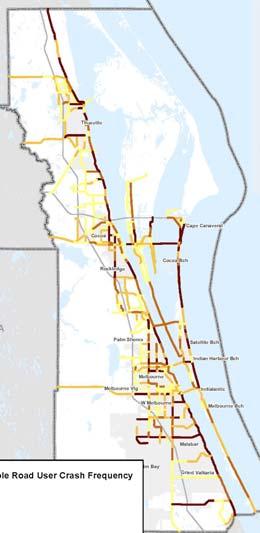, SR A1A, US 1, and Babcock Street SR A1A had 8 of the top 27 vulnerable road user crash corridors 23 of the top 42 impaired driving