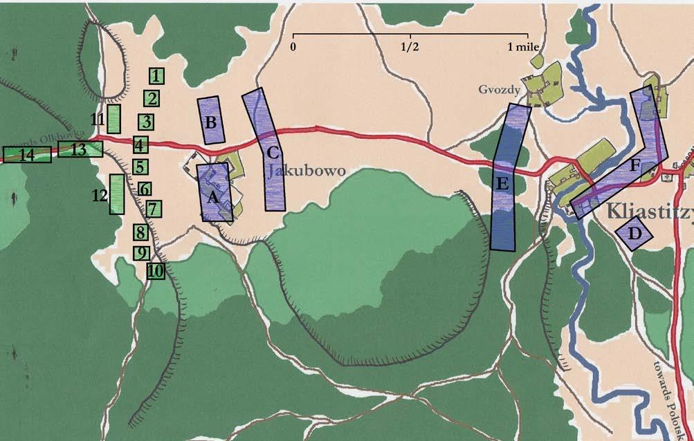 Map 4: Clash at Jakubowo on July 31 st deploying into the woods, on the French left.