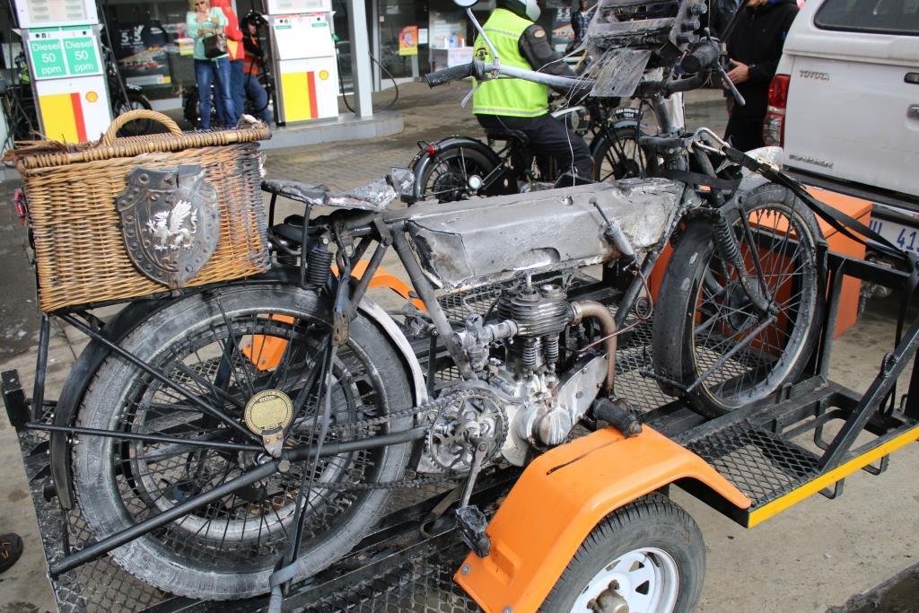 Samantha Anderson s 1909 Humber pedal cycle was badly damaged when it caught fire early on the second day of the 2016 DJ Rally.