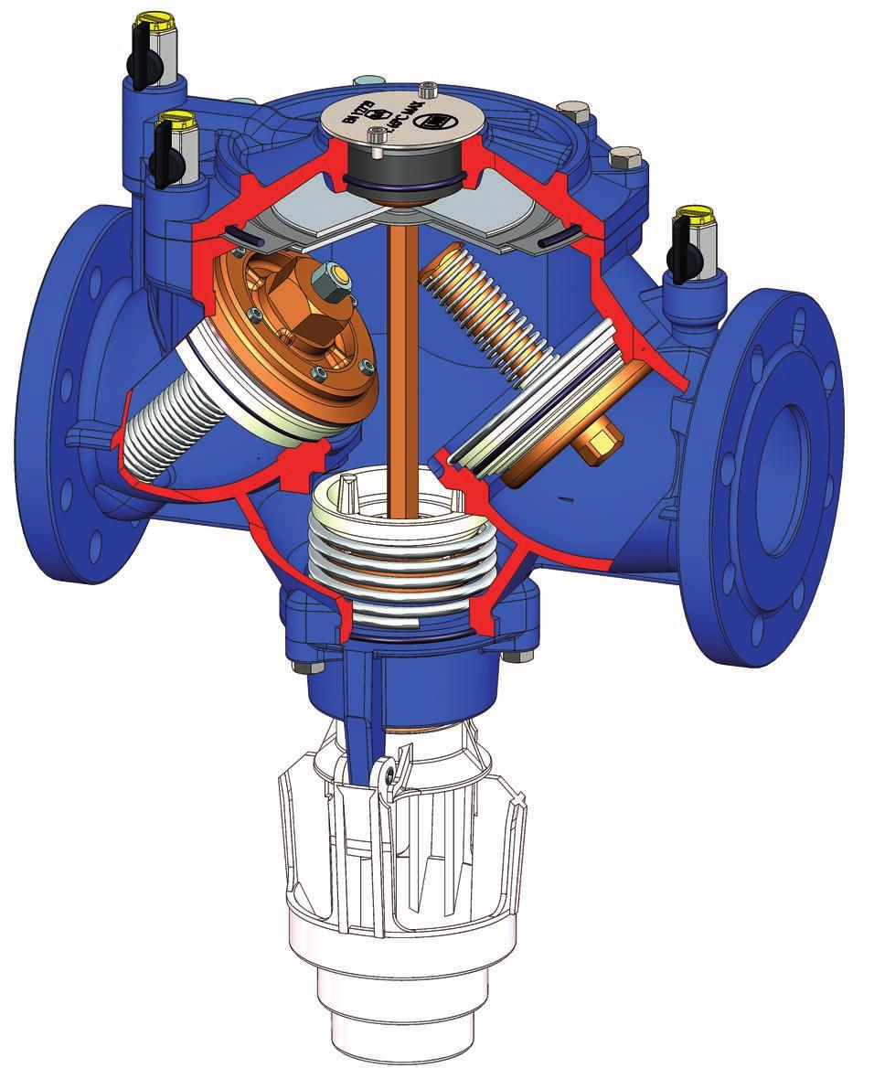 Flanged back flow preventer with controllable reduced pressure zone made
