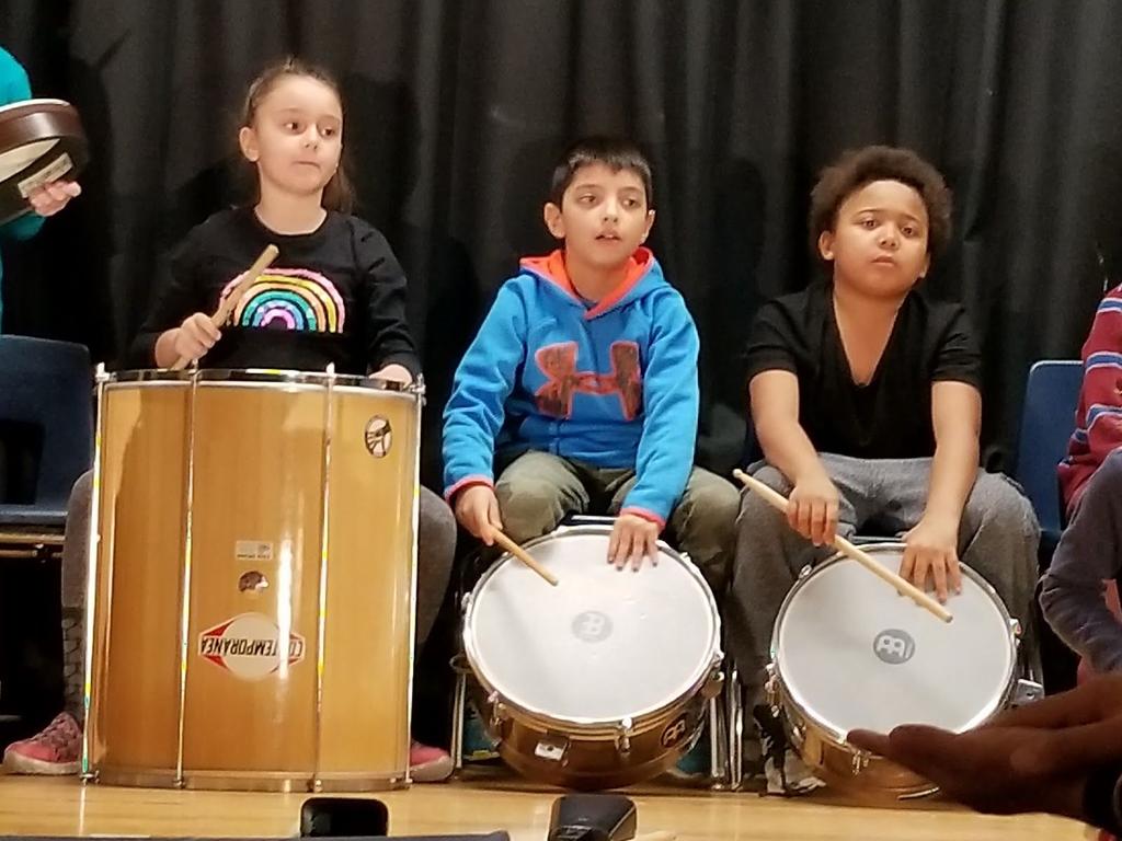 Daneena told us that she had lots of fun doing her part on the bongo drums. She also said that her class worked very hard and she thought it sounded great.