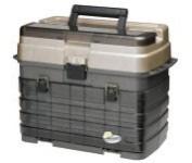 Tackle Box Ruggedly designed handle latches, front cover, and top access.