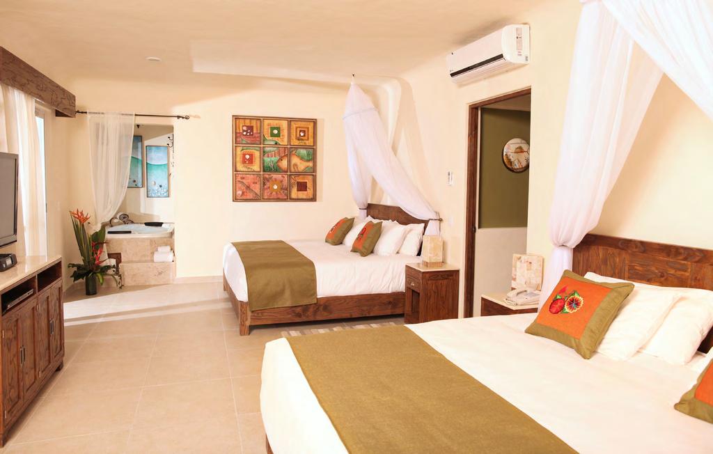 The lodge has six beachfront villas, each with two separate rooms featuring