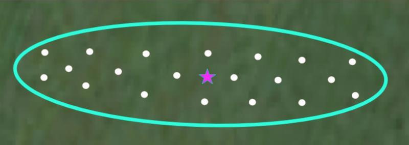 In the above picture, the pink star represents the player's intended target.