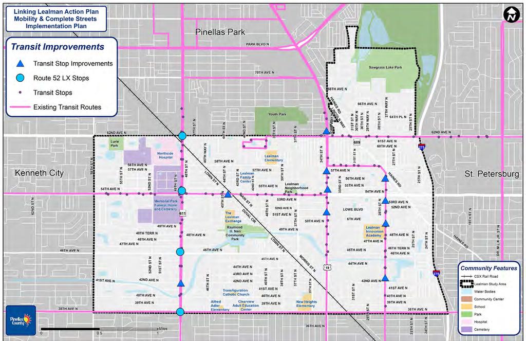 * Figure 6 identifies the existing TRANSIT NETWORK including the six current bus routes.