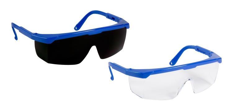 Weldsafe safety glasses Ocean The Ocean glasses are available in clear and IR color 5. Single-piece lens with integrated side shields made from 100 % impact resistant polycarbonate.
