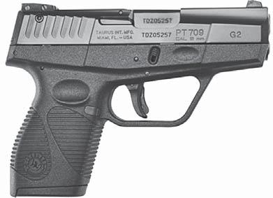 TAURUS MODEL 738 TCP COMPACT Caliber: 380 ACP, 6+1 (standard magazine) or 8+1 (extended magazine). Barrel: 3.3. Weight: 9 oz. (titanium slide) to 10.2 oz. Length: 5.19". Sights: Low-profile fixed.