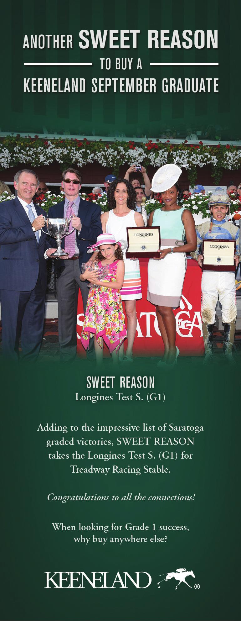 TDN P HEADLINE NEWS 8/5/14 PAGE 4 of 16 thoroughbreddailynews.com FASIG-TIPTON SARATOGA SELECTED MONDAY S TOP 10 YEARLINGS Hip Sex Sire 81 f Tapit Dam Price ($) She Be Wild 1,150,000 B-M. & N.