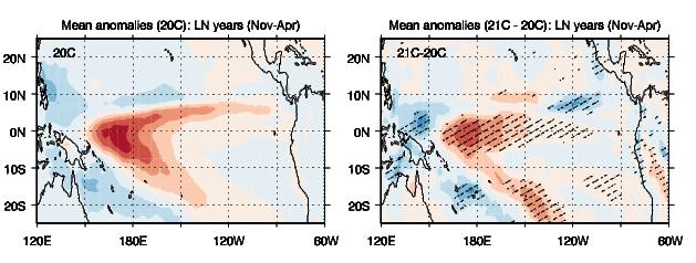 Changes in precip anomalies 20c anoms